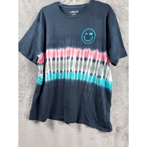 Cabana By Crown & Ivy XL Tie-Dye Cotton T-Shirt With Smiley Face Design - Picture 8 of 13